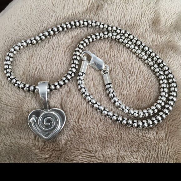 SILPADA Sterling Silver Heart Pendant Popcorn Necklace S1516 N1106 Retired HTF - Picture 8 of 8